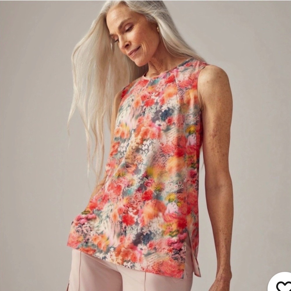 Athleta Refined Zephyr Tank Colorful Floral Sleeveless Women’s Size 2X
